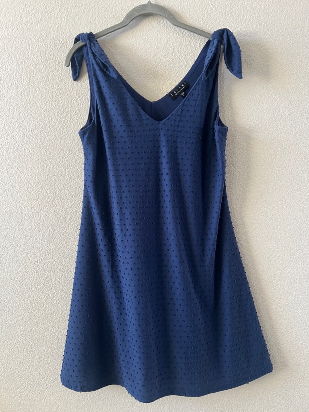 Trixxi Navy Textured Tie-Shoulder Mini Dress
